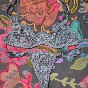 Elegant Lace Gray Lingerie Set